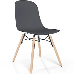 ICONIK INTERIOR Chaise de salle à manger avec pieds en bois naturel – Style moderne et fonctionnalité -Broly Gris