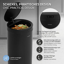 ML-Design Poubelle automatique avec capteur 40 L en acier avec anneau de maintien pour sac