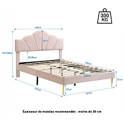 Avis modfu Lit adulte 140x190 cm, tête de lit réglable, lattes, en velours, rose