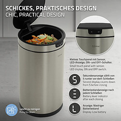 ML-Design Poubelle automatique avec capteur 30 L en inox avec anneau de maintien pour sac