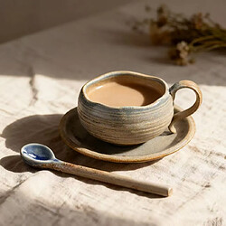Avis Decopine Lot de 2 tasses à café en céramique 150 ml – style wabi-sabi japonais – Jaune