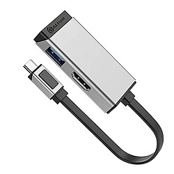 Alogic Hub USB-C 2-en-1 HDMI/USB-A - Noir/argent