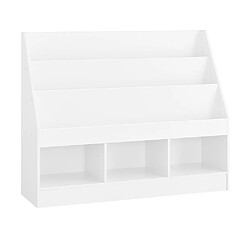 SoBuy Bibliothèque Enfant 3 Niveaux Meuble de Rangement pour Jouets et Livres Blanc