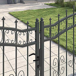 Avis vidaXL Portail de clôture avec pointe KAMPEN 305 x 125 cm Acier Gris