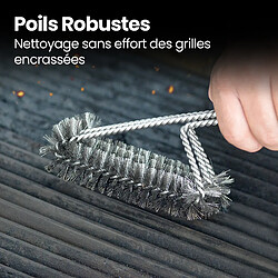 Avis Gourmet Easy Brosse de barbecue 3-en-1 | Avec grattoir & éponge résistante | Manche long | Pour grilles en fonte ou inox