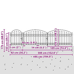 vidaXL Portail de clôture de jardin avec sommet en arc Assen Gris pas cher