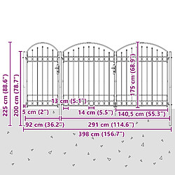 vidaXL Portail de clôture de jardin avec sommet en arc Assen Gris pas cher