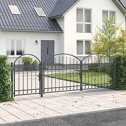 vidaXL Portail de clôture de jardin avec sommet en arc Assen Gris