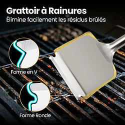 Acheter Gourmet Easy Brosse de barbecue 3-en-1 | Avec grattoir & éponge résistante | Manche long | Pour grilles en fonte ou inox