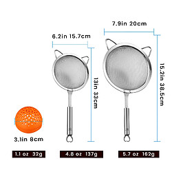 Gourmet Easy Lot de passoires en acier inoxydable | 3 tailles (grande, fine, mini) | Poignée solide | Qualité supérieure pas cher