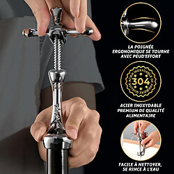 Avis Gourmet Easy Tire-bouchon en acier inoxydable | Ouvre-vin sans résidus de liège | Résistant et élégant | Idéal maison & bar