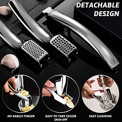 Acheter Gourmet Easy Set Presse ail en acier inoxydable avec 2 accessoires | Pour pâte d'ail grossière & fine (pas besoin d’éplucher)