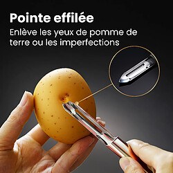 Avis Gourmet Easy Éplucheur pomme de terre & légumes en acier inox | Lame ultra-tranchante | Garantie 5 ans | Design ergonomique