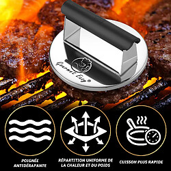 Avis Gourmet Easy Presse à Burger ronde en acier inoxydable | Poignée résistante à la chaleur | Accessoire barbecue durable
