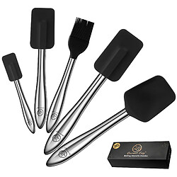 Gourmet Easy Ensemble 5 spatules silicone manche inox Résistantes chaleur Cuisine & pâtisserie