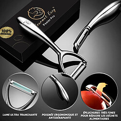 Gourmet Easy Économe en inox haute qualité pour fruits et légumes | Lame ultra-tranchante | Poignée antidérapante | Garantie 5 ans