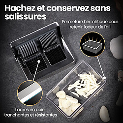 Avis Gourmet Easy Presse Ail Inox 2-en-1 | Mini hachoir manuel avec récipient hermétique | Compact, durable et hygiénique