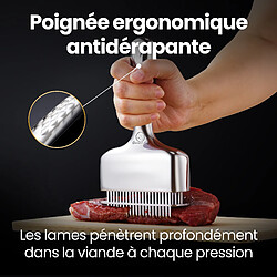 Gourmet Easy Attendrisseur de viande inox avec poignée longue | Marteau robuste à aiguilles | Garantie 5 ans | Facile à nettoyer