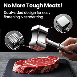 Avis Gourmet Easy Attendrisseur de viande en inox | Marteau double face professionnel
