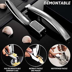 Avis Gourmet Easy Presse Ail Inox Écrase l'ail sans épluchage Nettoyage facile Presse ail professionnel