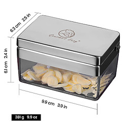 Gourmet Easy Presse Ail Inox 2-en-1 | Mini hachoir manuel avec récipient hermétique | Compact, durable et hygiénique pas cher