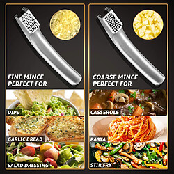 Avis Gourmet Easy Set Presse ail en acier inoxydable avec 2 accessoires | Pour pâte d'ail grossière & fine (pas besoin d’éplucher)
