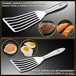 Gourmet Easy Set de spatules de cuisine en inox | Grande spatule poisson et petite spatule crêpe | Poignée ergonomique