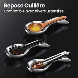 Avis Gourmet Easy Repose-cuillère en acier inoxydable | Résistant à la chaleur | Compatible lave-vaisselle | Ustensile durable