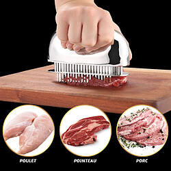 Gourmet Easy Attendrisseur de viande avec lames coupantes | 100% inox | Pour bœuf, poulet, porc, veau | Lavable au lave-vaisselle