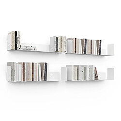 Idmarket Lot de 4 étagères 60x15 cm pour livres METRA blanches