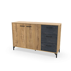 Pegane Buffet meuble de rangement - Chêne doré