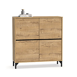 Pegane Meuble à chaussures 4 portes - Chêne doré