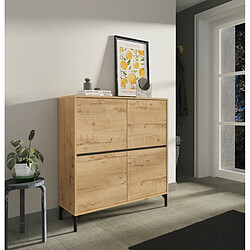 Pegane Meuble à chaussures 4 portes - Chêne doré