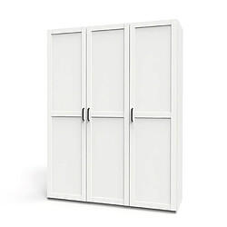 Pegane Armoire Placard de rangement avec 3 portes réversible coloris Blanc/cambrien - Longueur 150 x Profondeur 50 x Hauteur 200 cm