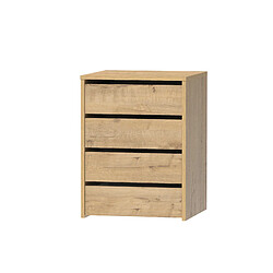 Pegane Table de nuit, table de chevet de 4 tiroirs, commode de chambre coloris Chêne doré - Longueur 46 x Profondeur 45 x Hauteur 63,5 cm