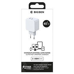 Acheter BigBen Connected Chargeur 45W 2x USB-C Power Delivery GaN Ultra Rapide Blanc