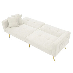 OKWISH Canapé 2 Places 175x64x72 cm - Avec dossier réglable - Blanc pas cher