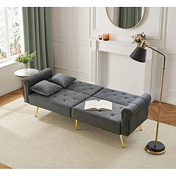 Okwish Canapé droit 2 places velours - Gris