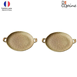 Decopine Set de 2 plateaux à fruits style wabi-sabi – effet marbre blanc – 31×25×2 cm