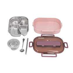 Autre Vue Boîte à lunch bento japonaise multifonctionnelle compartimentée en acier inoxydable pour employés de bureau