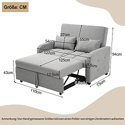 Acheter Okwish Canapé droit 2 places convertible - Gris