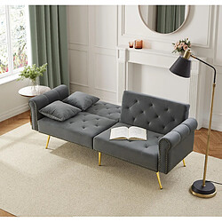 Okwish Canapé droit 2 places velours - Gris