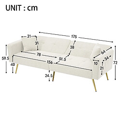 Acheter OKWISH Canapé 2 Places 175x64x72 cm - Avec dossier réglable - Blanc
