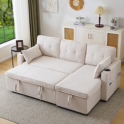 Okwish Canapé droit convertible 3 places - Beige