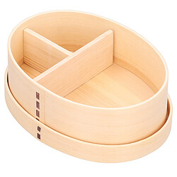 Autre Vue Boîte à lunch Bento ovale portable en bois pour étudiants et adultes pas cher