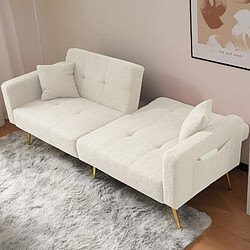 OKWISH Canapé 2 Places 175x64x72 cm - Avec dossier réglable - Blanc