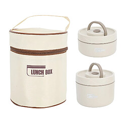 Autre Vue Boîte à déjeuner isotherme ronde portable en acier inoxydable 304,boîte à bento multifonction scellée avec sac isotherme