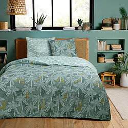 Future Home Parure de lit double palmiers en microfibre lavée 240x220cm