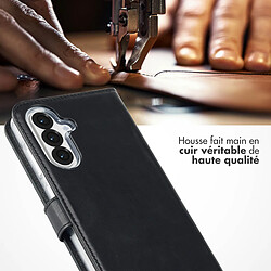 Selencia Étui portefeuille en cuir véritable pour Samsung Galaxy A36 / A56 - Noir