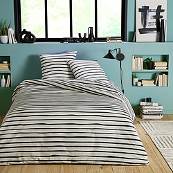 Future Home Parure de lit 2 personnes à rayures en polycoton 200x200cm